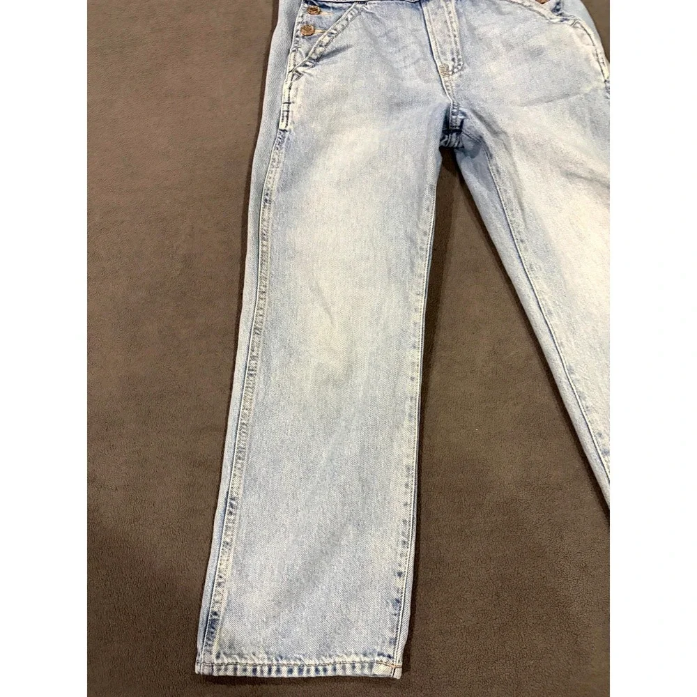 Gap Bib Overalls Girls L (10) Blue Denim Cotton Medium Wash Straight Leg Rugged